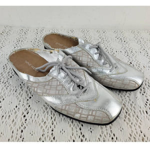 Nine West Silver Slip On Fashion Sneakers Shoes US Women's Size 7.5